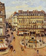 Писсарро Сент Оноре и площадь французкого театра утром в солнечную погоду 1898г
